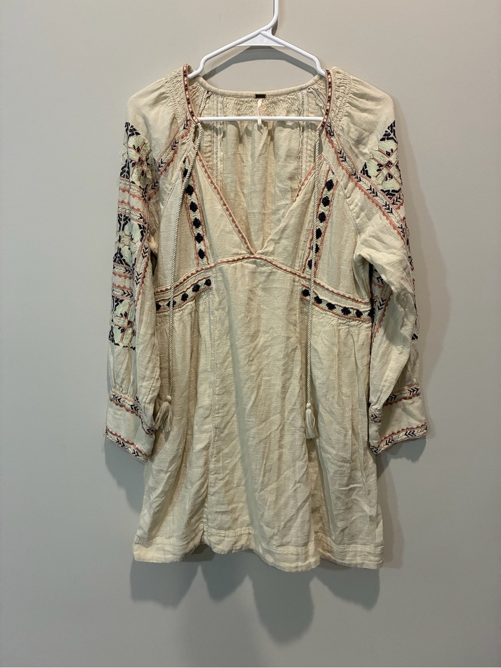 Free People “All My Life” Embroidered Oversized Swing Dress Size Small - Picture 4 of 10